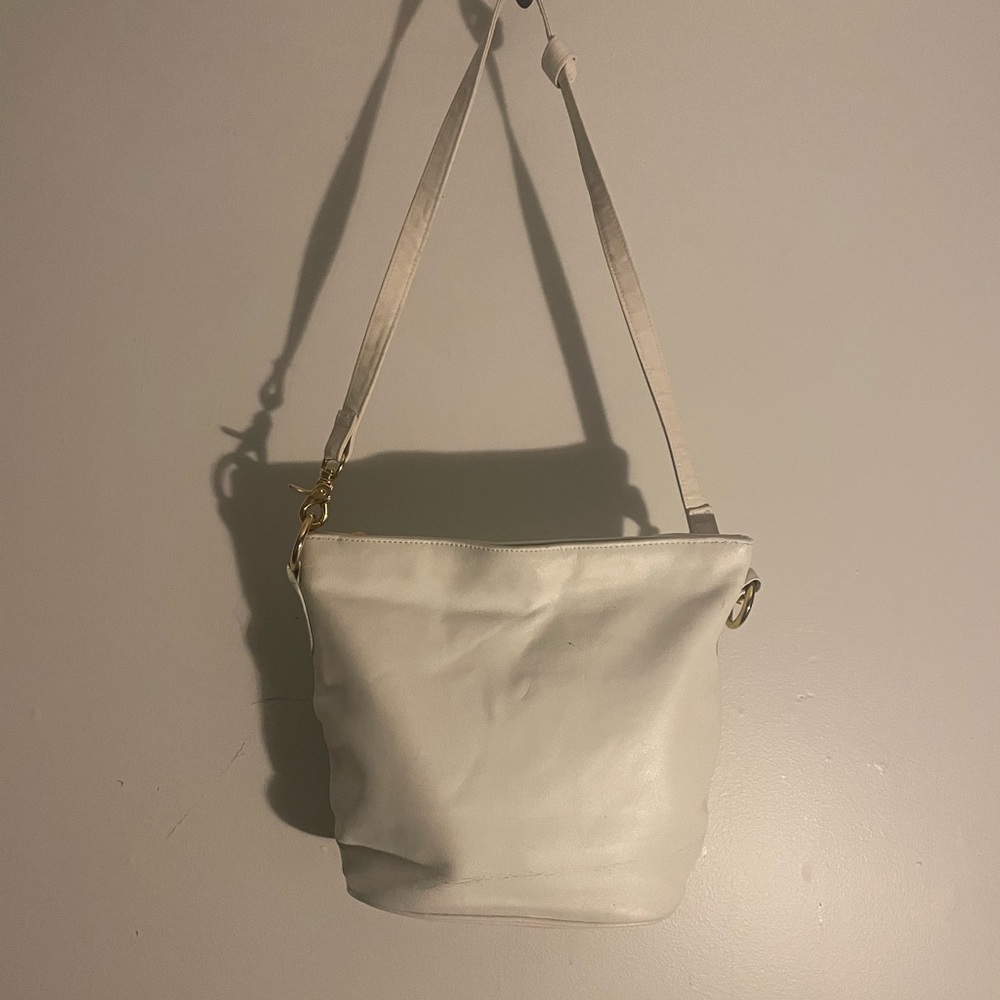 SPRITZ Genuine white leather hobo purse